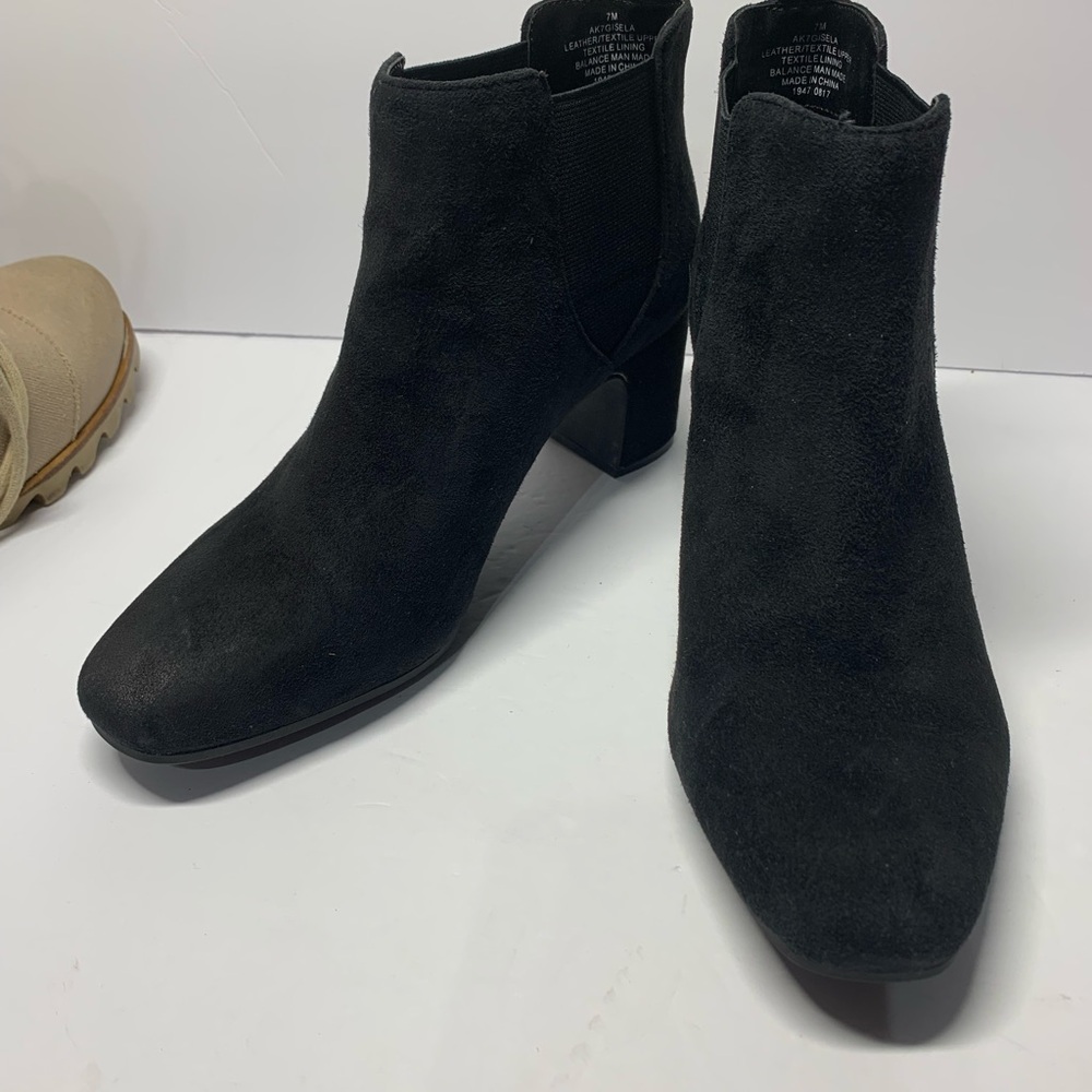 Anne Klein 7M Black Suede Leather Boots Gisela - Picture 4 of 15